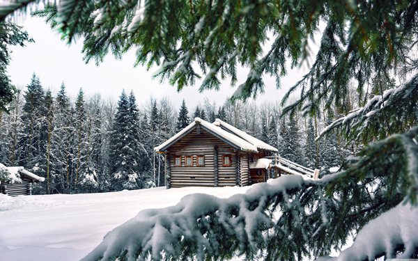 chalet in sneeuw