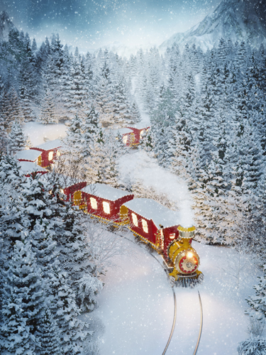 kerstmis trein winterlandschap kerstdorp