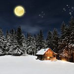 Sneeuwlandschap bij maanlicht