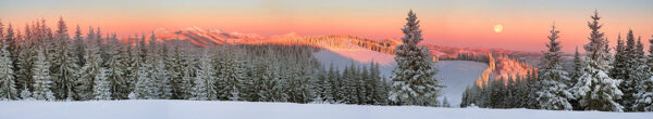 super panorama winterlandschap rode lucht