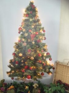 Kerstboom op doek met verlichting