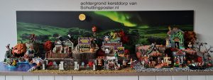 Kerstdorp achterwand spooky town